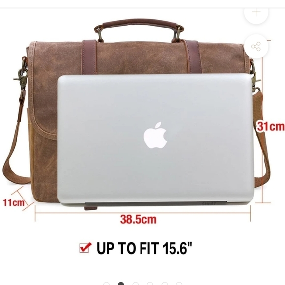 VINTAGE GENUINE LEATHER WAXED CANVAS MESSENGER BAG - Picture 5 of 6